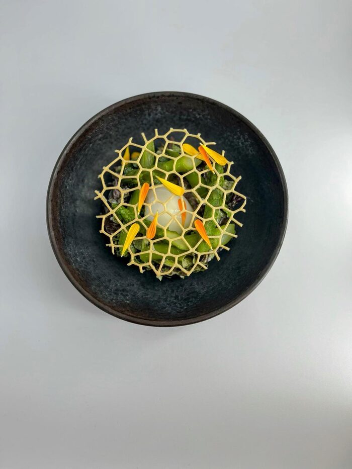 Green asparagus from the estate with gribiche vinaigrette and poached egg