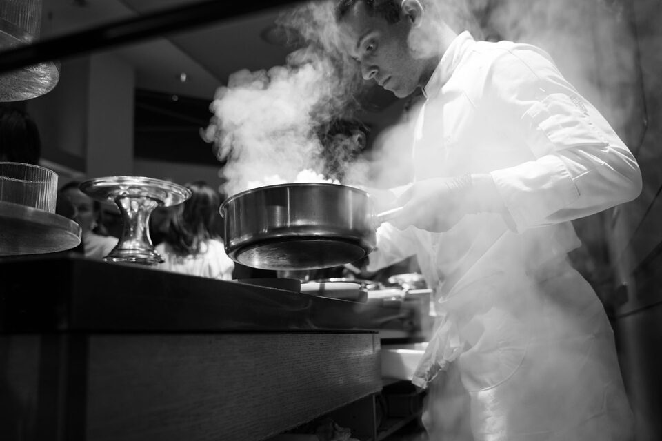 Live cooking in front of the guests